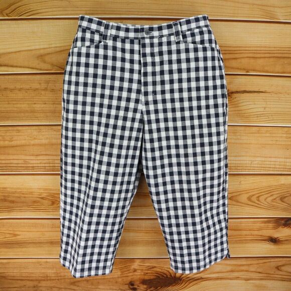 Lee Capri Pants High Rise Womens Size 16 Black White Checks 100% Cotton Pockets‎ - Picture 1 of 6